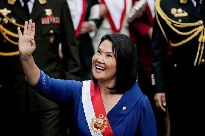 ペルーの新大統領として就任宣誓を行ったケイコ・フジモリ氏。リマで２８日撮影。REUTERS/Angela Ponce