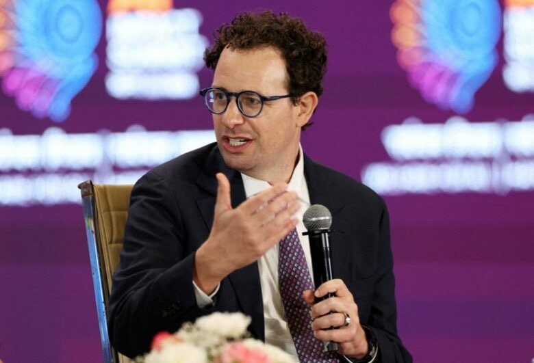 アンソロピックのダリオ・アモデイＣＥＯ。２月、インドのニューデリーで開催されたＡＩインパクトサミットで撮影。REUTERS/Bhawika Chhabra