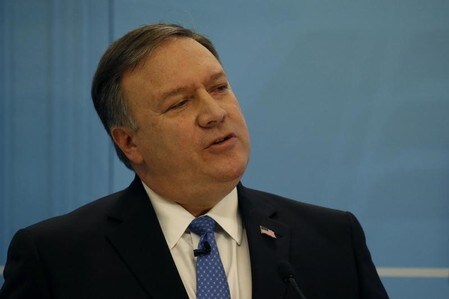 　１月２３日、米中央情報局（ＣＩＡ）のポンペオ長官は、北朝鮮のミサイル開発は自衛だけでなく、威圧という目的もあるとの見解を示した。ワシントンで開催されたフォーラムで発言する同ＣＩＡ長官（２０１８年　ロイター）