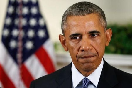 　１０月２７日、中国「領海」内に米艦が派遣された件で、米国防当局者は南シナ海の警戒活動頻度を増やす見通しを示した。写真はオバマ米大統領。ホワイトハウスで１５日撮影（２０１５年　ロイター／Jonathan Ernst）
