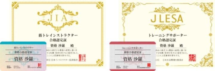 筋トレ資格の資格証明書
