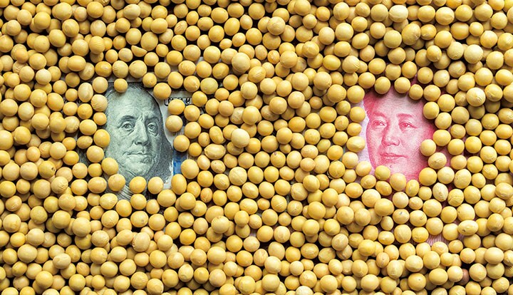 米中貿易戦争で最も打撃を受けるのはトランプ支持層の大豆農家だ　Zhang Peng-Lightrocket/GETTY IMAGES