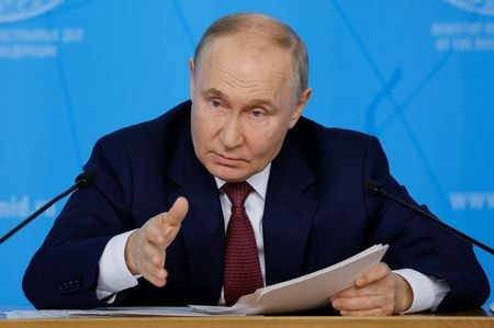 　６月１７日、ロシアのプーチン大統領が１９─２０日にベトナムを訪問すると複数の政府関係者が明らかにした。トー・ラム国家主席ら首脳と会談する見込み。モスクワで１４日撮影（２０２４年　ロイター/Maxim Shemetov）