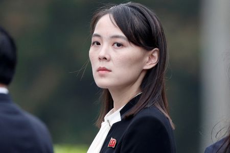 写真は北朝鮮の金正恩朝鮮労働党総書記の妹、金与正党副部長。２０１９年３月、ベトナム・ハノイで代表撮影。REUTERS