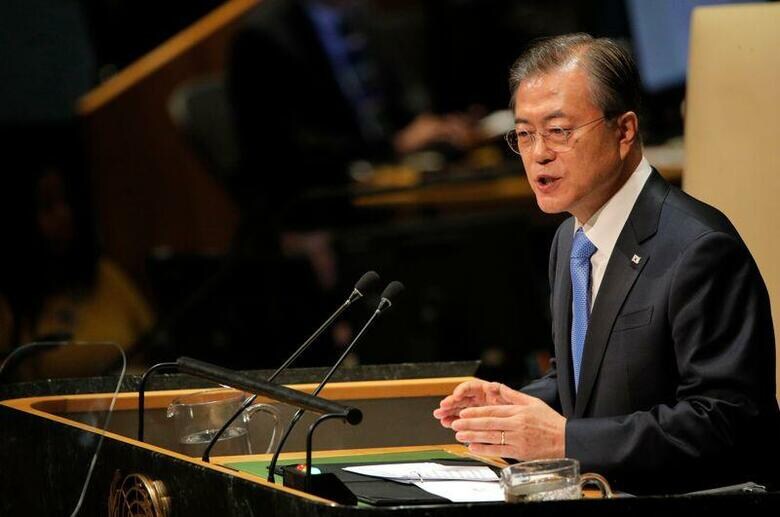 韓国の文在寅大統領（写真）は12月23日、中国の習近平国家主席との会談で、北朝鮮の非核化交渉が行き詰まり、最近、米国と北朝鮮の間で緊張が高まっていることは北朝鮮にとって有益ではないとの見解を示した。写真は9月、ニューヨークで撮影（2019年　ロイター／Brendan Mcdermid）