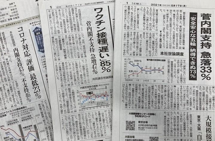 5月に入って立て続けに菅内閣の支持率低下が報じられたが　Newsweek Japan