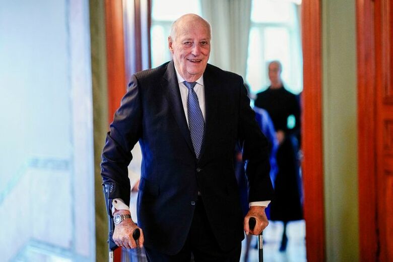 ノルウェーのハーラル国王。2024年2月、オスロで撮影。NTB/Cornelius Poppe提供。REUTERS
