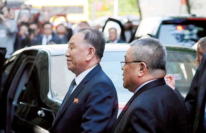 5月30日、会談実現に向けてニューヨークでポンペオ米国務長官と面会した金英哲　Brendan McDermid-REUTERS