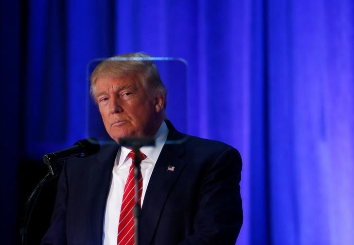 ８月１８日、米大統領選の共和党候補ドナルド・トランプ氏と同党の政治団体のコンピューターシステムが、サイバー攻撃の標的になっていたことが分かった。複数の関係筋が明らかにした。オハイオ州で８月撮影（２０１６年　ロイター/Eric Thayer）