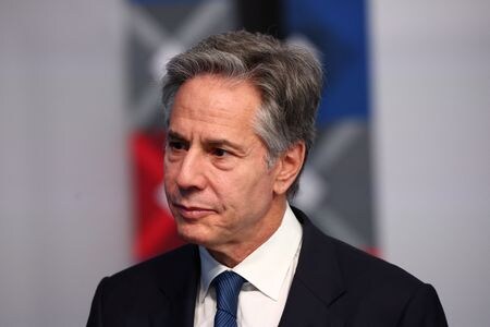 ブリンケン米国務長官（写真）は１０日、米国はシリアの政治移行プロセスを全面的に支持し、信頼できる包括的な無宗派の統治に至ることを望んでいると述べた。５日撮影（２０２４年　ロイター/Florion Goga）