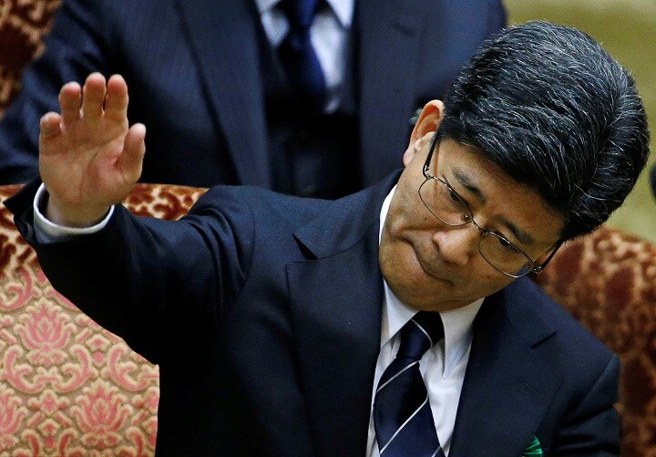 文書改ざん当時、財務省の理財局長だった佐川宣寿前国税庁長官の証人喚問（3月27日、参院予算委員会）　Toru Hanai-REUTERS