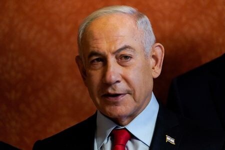 　３月１１日、イスラエルのネタニヤフ首相（写真）は、レバノンとの国境画定のため米国とフランスが加わる４カ国協議の枠組みを設けることに同意したとの声明を発表した。２月６日、ワシントンで撮影（２０２５年　ロイター/Kent Nishimura）
