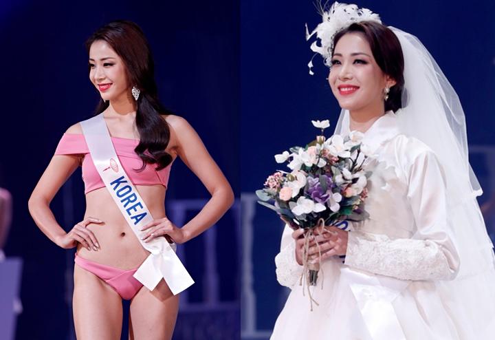 2018年東京で開催された第58回ミス･インターナショナル世界大会に水着と韓服で審査に臨む韓国代表のソ・イェジン。ミス･インターナショナル世界大会にはミス・コリアの準ミスが出場することになっている。 REUTERS/Kim Kyung-Hoon