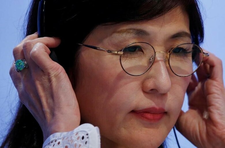 ７月２１日、稲田朋美防衛相は午前の閣議後会見で、南スーダン国連平和維持活動（ＰＫＯ）部隊の日報を陸上自衛隊が保管していた事実を非公表にするとの方針を稲田氏が了承していたとの報道を改めて否定した。６月撮影（２０１７年　ロイター/Edgar Su）