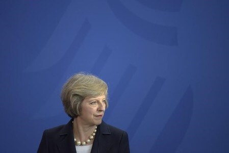 　７月３０日、メイ英首相は、サマセット州ヒンクリーポイントの原発新設計画について、プロジェクトの最終決定を遅らせる方針を明らかにした。メイ首相、ベルリンで先月撮影（２０１６年　ロイター／Stefanie Loos）