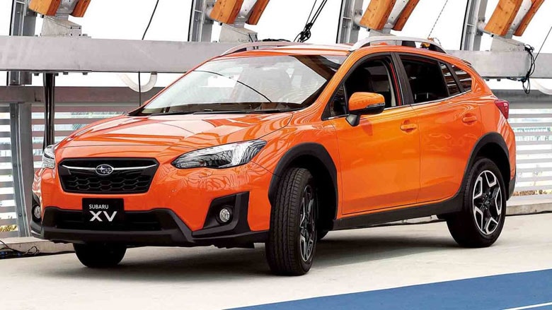 スポーティカジュアルが売りの新型「XV」。旧型よりオレンジ色の発色を鮮やかにした（撮影：尾形文繁）