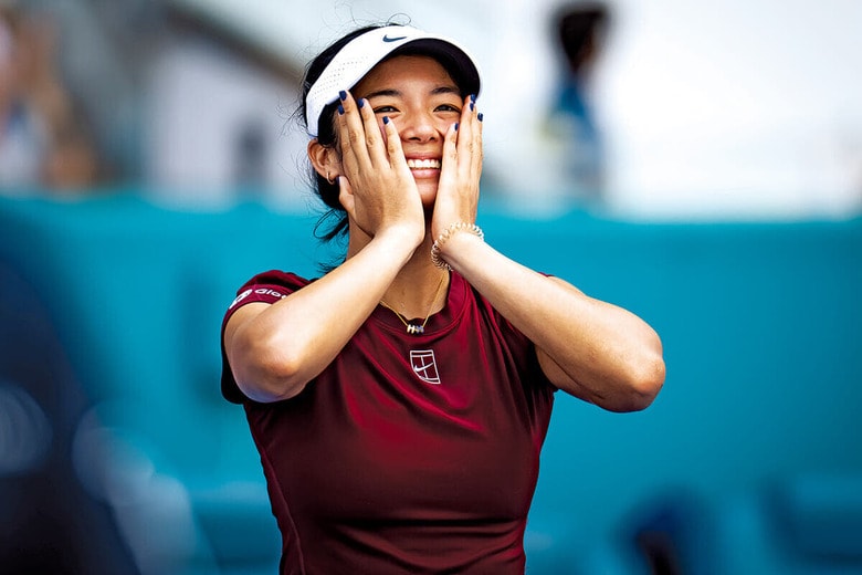 世界の大舞台を夢見ていた少女（下の写真）はマイアミ・オープンで世界トップクラスの選手たちを破り一躍話題に　ROBERT PRANGE/GETTY IMAGES