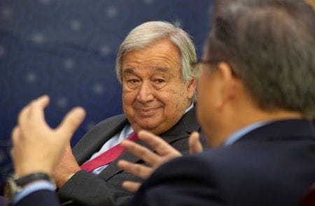 　８月１４日、北朝鮮外務省は、同国の完全な非核化を支持するとした国連事務総長の発言を公平性と公正さを欠くと批判した。写真は国連のグテレス事務総長。韓国のソウルで１２日、代表撮影（２０２２年　ロイター）
