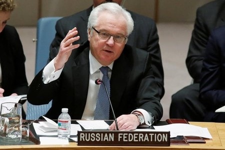 　２月２０日、ロシアのチュルキン国連大使（６４、写真）が、ニューヨークで執務中に体調を崩し、急死した。２０１５年３月撮影（２０１７年　ロイター/Eduardo Munoz）