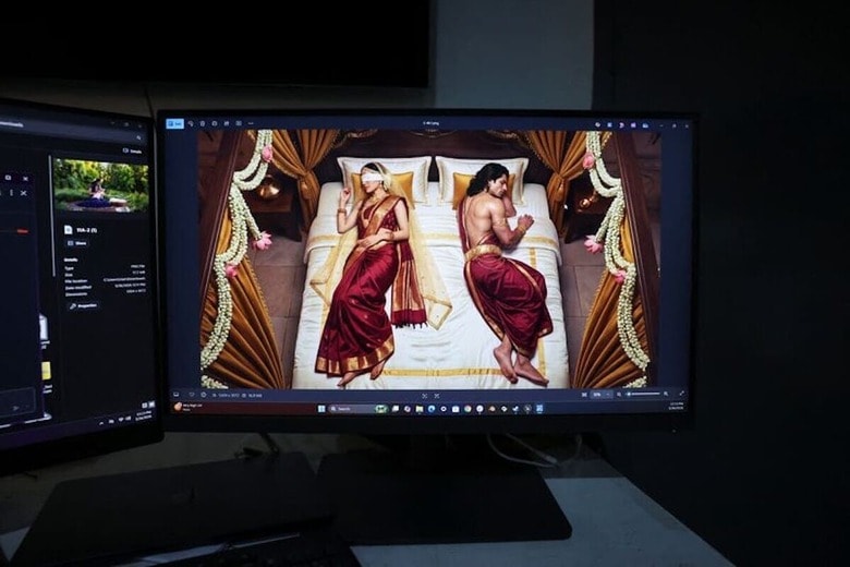 インドのベンガルールで、生成AIにより製作中の「マハーバーラタ」の一場面。3月26日撮影。REUTERS/Priyanshu Singh