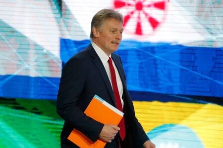 　ロシア大統領府のぺスコフ報道官は２６日、来月期限が切れる新ＳＴＡＲＴの延長について、合意に達するためには精力的な取り組みが必要との認識を示した。２０１８年１２月、モスクワで撮影（２０２１年　ロイター/Maxim Shemetov）