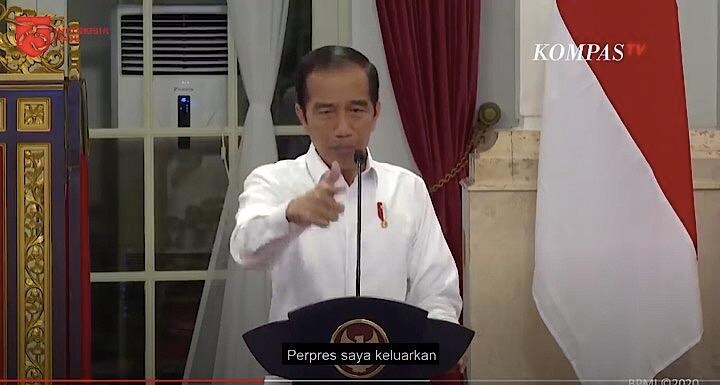 全内閣閣僚を前に厳しい口調で語り、猛省を促すジョコ・ウィドド大統領　KOMPASTV / YouTube