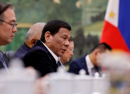 　２月３日、フィリピンのドゥテルテ大統領（写真）は、国民に対し、中国で発生した新型肺炎を巡って「反中感情」をあおる行為をやめるよう呼びかけた。写真は昨年８月北京での代表撮影（２０２０年／ロイター）