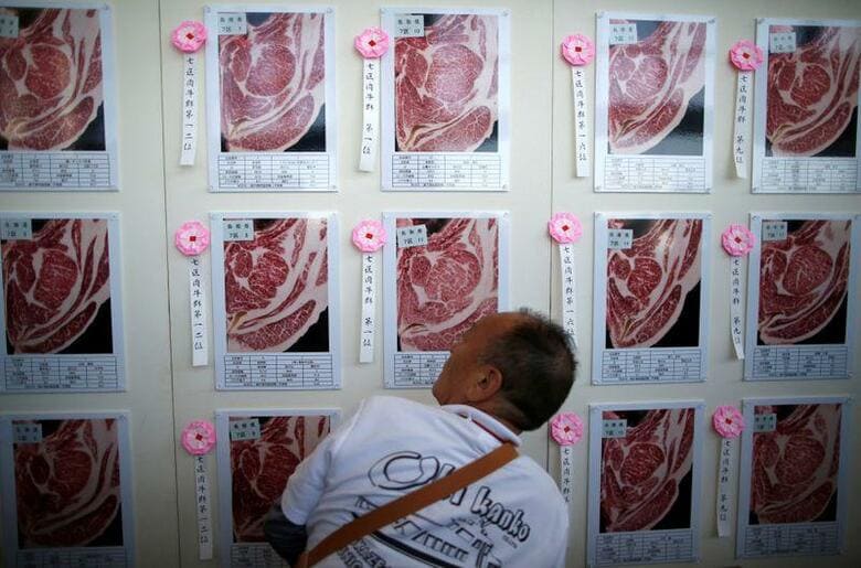 中国税関総署は、一部の日本産牛肉の輸入を解禁すると明らかにした。仙台で2017年撮影（2019年　ロイター／Issei Kato）