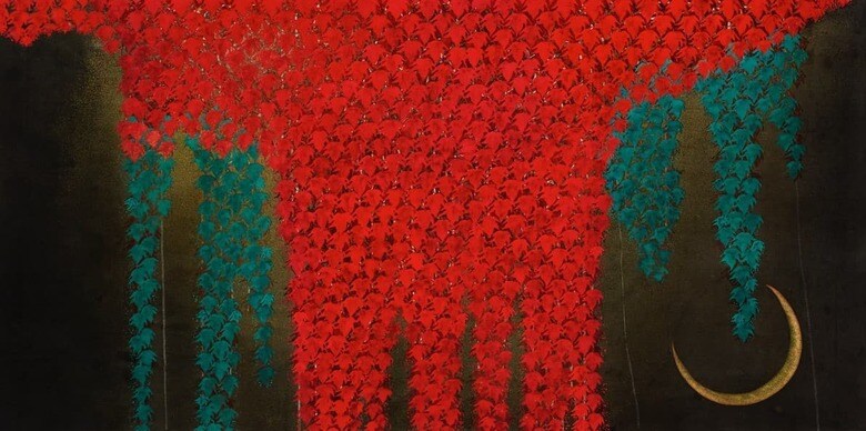 第36回チェルシー国際美術コンクールで入賞・展示した加藤弘光の「光さやけみ (Autumn Red)」2017年作