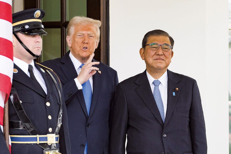 石破の訪米とトランプとの初の首脳会談は成功に終わったが、防衛や経済分野では両国間の食い違いが目立つ　CNPｰINSTAR IMAGESｰREUTERS