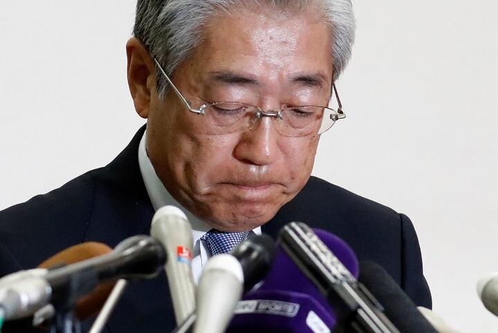東京五輪招致に関する贈賄容疑をかけられている日本オリンピック委員会（JOC）の竹田恒和会長（1月15日、東京での記者会見）　Issei Kato-REUTERS