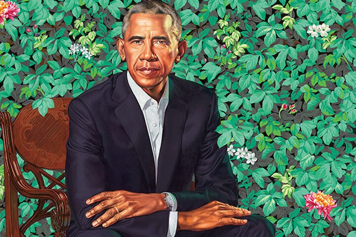 オバマの持つオーラやミシェルのクールさが見事に表現されている　KEHINDE WILEY FOR THE NATIONAL PORTRAIT GALLERY
