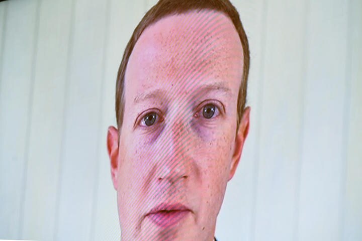 米下院の公聴会で証言するフェイスブック（現メタ）CEOのザッカーバーグ（2020年7月29日）　Mandel Ngan/Pool via REUTERS