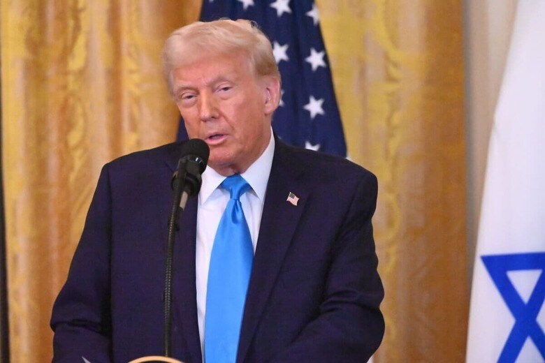 ネタニヤフ首相との会談後、ガザ領有の意向を表明したトランプ　 Kyle Mazza/NurPhoto/REUTERS