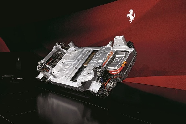 フェラーリが公開した「エレットリカ」の量産仕様のシャシー　COURTESY OF FERRARI