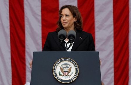 　ハリス米副大統領は、南シナ海の端にあるフィリピンのパラワン諸島を２２日に訪問する。米政権高官が１５日に明らかにした。写真はバージニア州アーリントンで１１日撮影（２０２２年　ロイター／Tom Brenner）