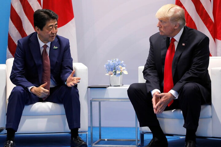 欧米の主要メディアは安倍首相に批判的だったが「安倍首相はおよそトランプとは似ていない」と田所氏（7月8日、G20にて）　Carlos Barria-REUTERS