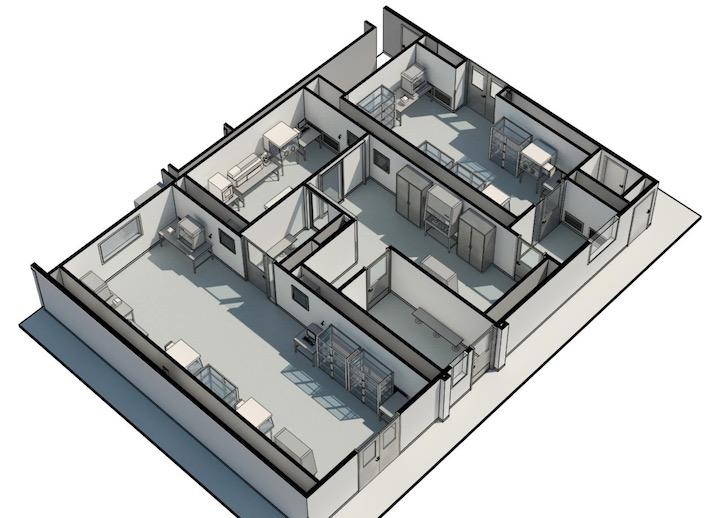 地球外試料の特性評価や文書化、保管などに特化した新たな研究室がNASAのジョンソン宇宙センター（JSC）に建設されている　　クレジット：RS＆H