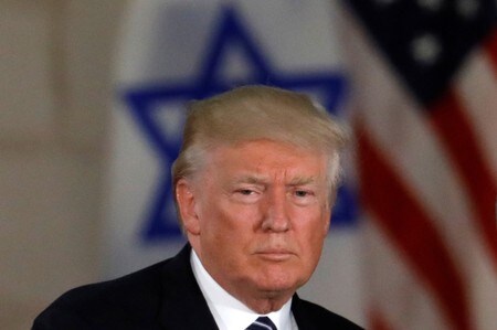 12月３日、トランプ米大統領は、エルサレムをイスラエルの首都と公式に認めるかどうか、まだ決定していない。写真は５月、エルサレム訪問中の同大統領（２０１７年　ロイター／Ronen Zvulun）