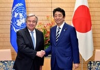 安倍首相と国連事務総長、北朝鮮問題に安保理決議の完全履行で一致