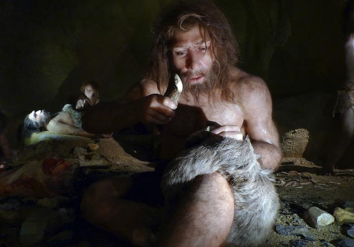 クロアチアのクラピナ・ネアンデルタール博物館での展示......  REUTERS/Nikola Solic