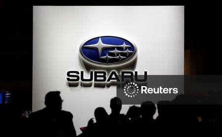 　ＳＵＢＡＲＵは１４日、２０２６年３月期の連結業績予想（国際会計基準）を未定とすると発表した。写真は同社ロゴ、２０１７年都内で撮影（２０２５年　ロイター/Toru Hanai）