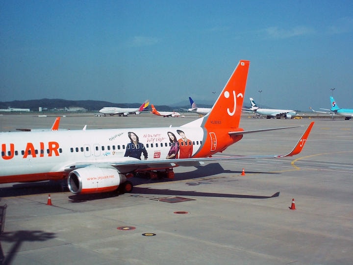 韓国LCCの一つチェジュ航空　撮影：佐々木和義