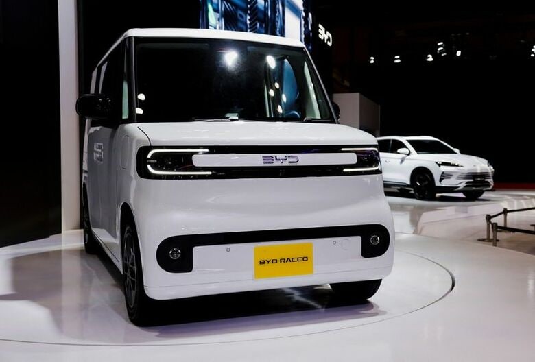 中国の電気自動車（ＥＶ）大手、比亜迪（ＢＹＤ）の軽乗用車ＥＶ「ラッコ」。2025年10月29日、都内で撮影。REUTERS/Manami Yamada