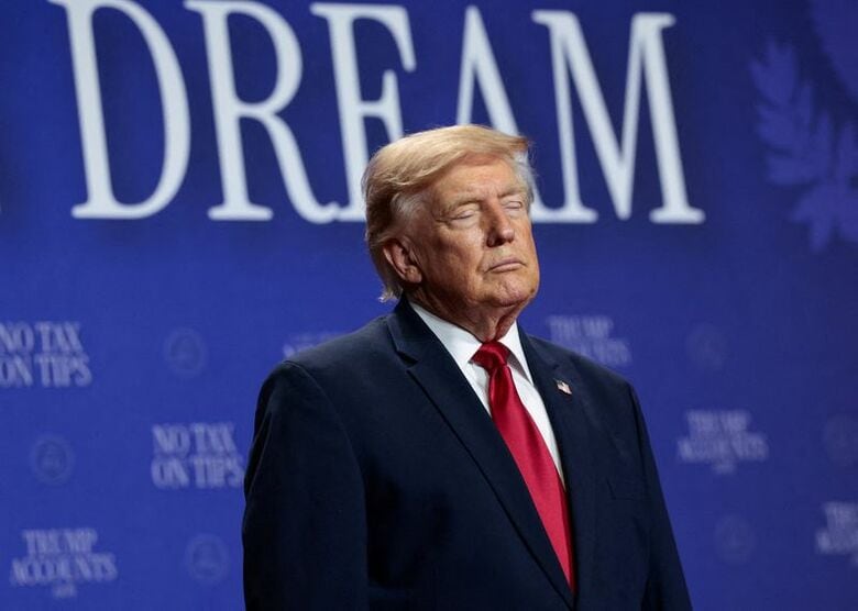 米ネバダ州ラスベガスで５日撮影のトランプ大統領。REUTERS/Evelyn Hockstein/File Photo