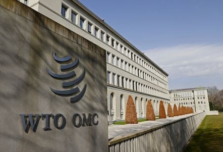 世界貿易機関（ＷＴＯ）は、物品貿易バロメーターが前回の１００から９６．２に低下したと発表した。昨年３月、ジュネーブで撮影（２０２２年　ロイター/Denis Balibouse）