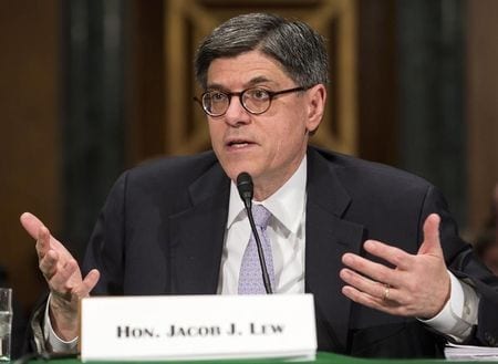 　５月１９日、米国のルー財務長官は、ＴＰＰ交渉参加国に米為替政策への理解を求めていく意向を示した。写真はワシントンの議会で３月撮影（２０１５年　ロイター／Joshua Roberts）