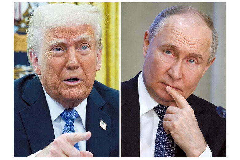 トランプ（左）はプーチンの子分のように見えることも　FROM LEFT: YURI GRIPASｰPOOLｰSIPA USAｰREUTERS, GETTY IMAGES