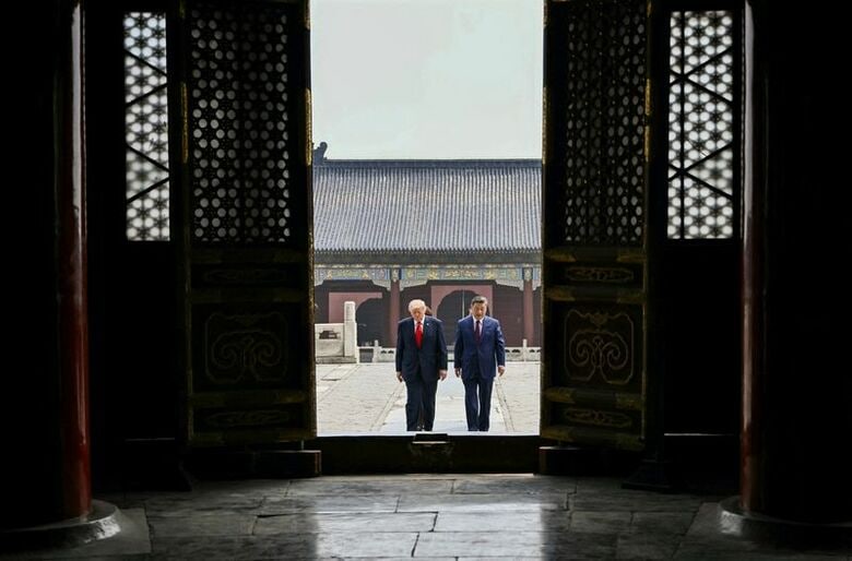5月14日、北京の天壇を訪れた中国の習近平国家主席とトランプ米大統領。代表撮影。REUTERS