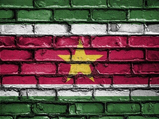 スリナム国旗が描かれた壁